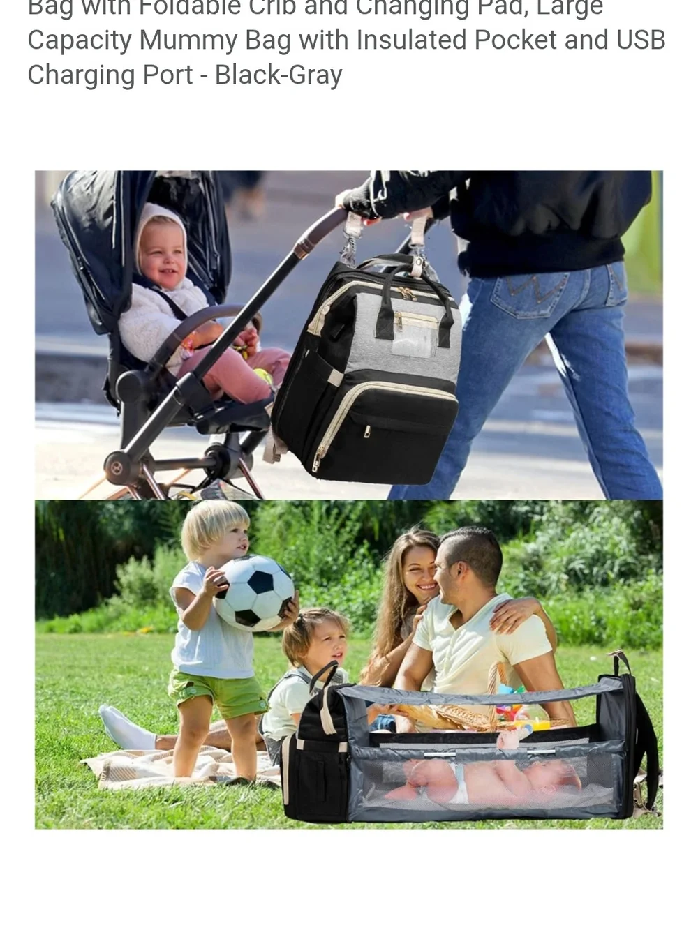 Weibin Travel Diaper Bag/ Backpack With Infant Travel Bed